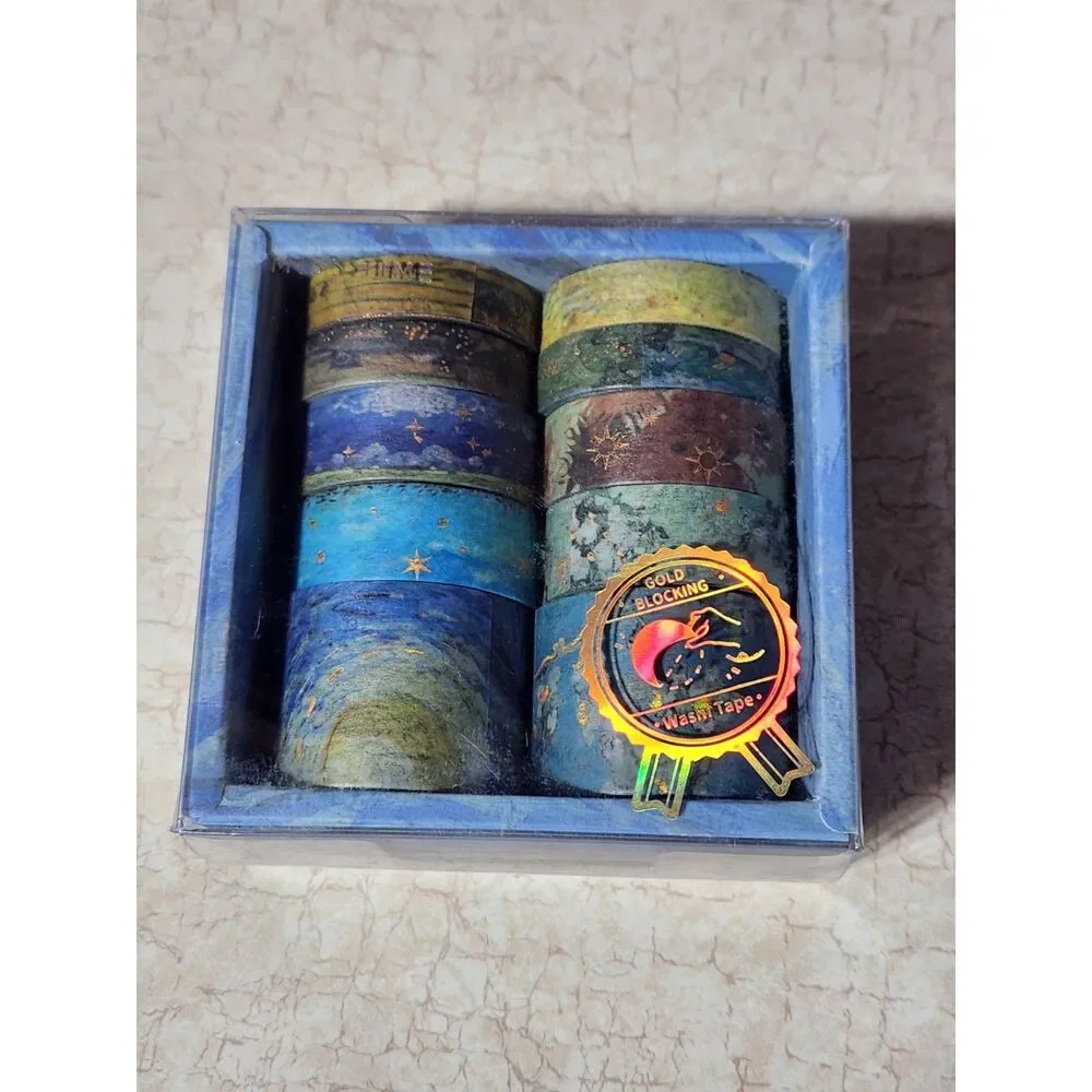 Blue Artsy Washi Tape Box Starry Night Inspired
